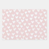 Feuille De Papier Cadeau Anniversaire des Coeurs blancs roses (Devant)