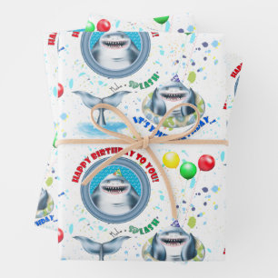 Feuille De Papier Cadeau Anniversaire des enfants requin