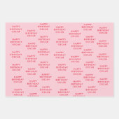 Feuille De Papier Cadeau Anniversaire des fraises roses et rouges (Devant 3)