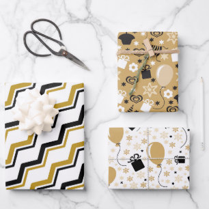 Feuille De Papier Cadeau Anniversaire doré