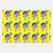 Feuille De Papier Cadeau Anniversaire du bébé (Afro-Américain)  (Devant 3)