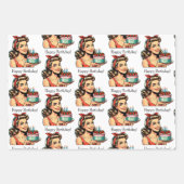 Feuille De Papier Cadeau Anniversaire du dîner du Retro 50's (Devant 2)