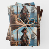 Feuille De Papier Cadeau Anniversaire du Pirate (En situation)