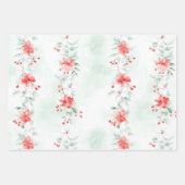 Feuille De Papier Cadeau Anniversaire Floral Vert Menthe Poivrée (Devant 3)