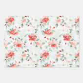 Feuille De Papier Cadeau Anniversaire Floral Vert Menthe Poivrée (Devant 2)