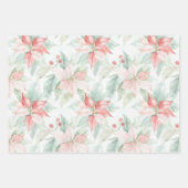 Feuille De Papier Cadeau Anniversaire Floral Vert Rouge Menthe (Devant)