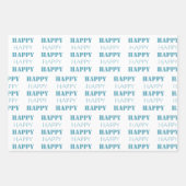 Feuille De Papier Cadeau Anniversaire Joyeux Aqua Blanc (Devant 2)