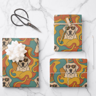 Feuille De Papier Cadeau Anniversaire Labrador Retriever Rétro 70s