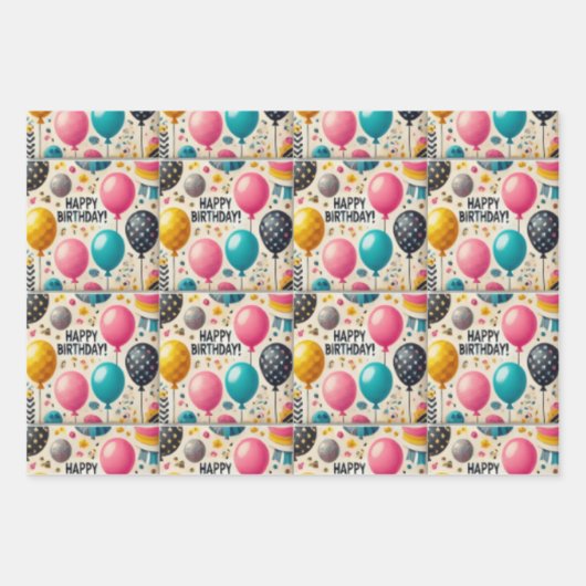 Feuille De Papier Cadeau anniversaire le plus heureux (Devant 3)