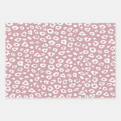 Feuille De Papier Cadeau Anniversaire Léopard Rose Blanc Gris (Devant)