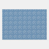 Feuille De Papier Cadeau Anniversaire Mariage customisé, Dusty Bue & Silver (Devant 3)