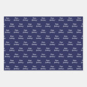 Feuille De Papier Cadeau Anniversaire marine bleu blanc (Devant)