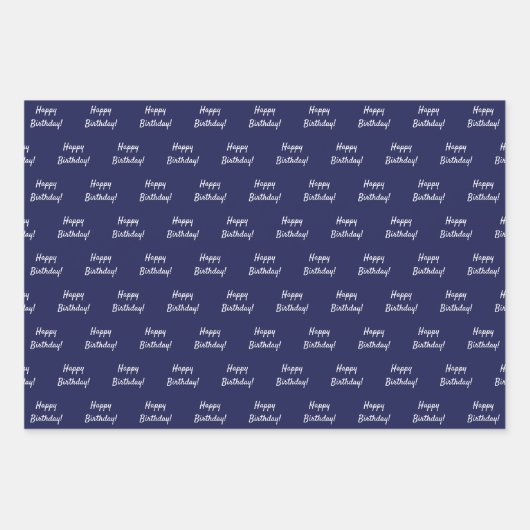 Feuille De Papier Cadeau Anniversaire marine bleu blanc (Devant)