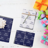 Feuille De Papier Cadeau Anniversaire marine bleu blanc