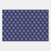 Feuille De Papier Cadeau Anniversaire marine bleu blanc nom script minimali (Devant 2)