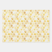 Feuille De Papier Cadeau Anniversaire nid d'abeille jaune or (Devant 2)