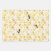 Feuille De Papier Cadeau Anniversaire nid d'abeille jaune or (Devant)