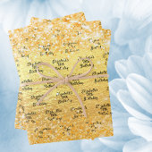 Feuille De Papier Cadeau Anniversaire or or parties scintillant nom