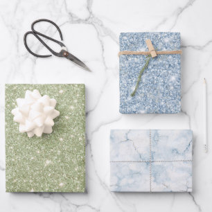 Feuille De Papier Cadeau Anniversaire Paillettes Vert Avocat Chic