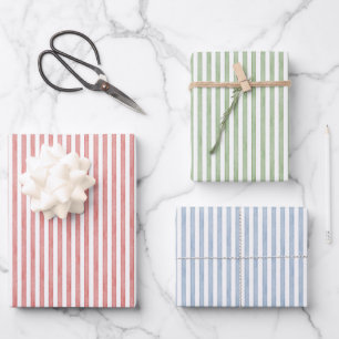 Feuille De Papier Cadeau Anniversaire Rayures Rose Vert Rouge