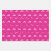 Feuille De Papier Cadeau Anniversaire rose blanche fille (Devant 2)