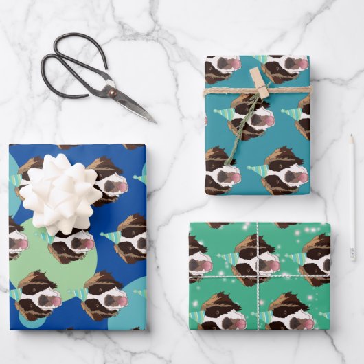 Feuille De Papier Cadeau Anniversaire Saint Bernard (Recto)