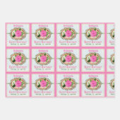 Feuille De Papier Cadeau Anniversaire Salutation Ajouter un nom Rose (Devant 3)