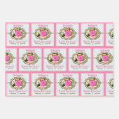 Feuille De Papier Cadeau Anniversaire Salutation Ajouter un nom Rose (Devant 2)