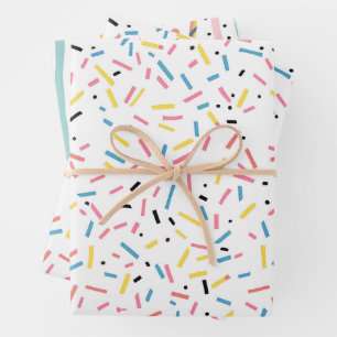 Feuille De Papier Cadeau Anniversaire Saupoudrer Motif de bonbons