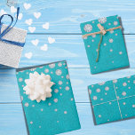 Feuille De Papier Cadeau Anniversaire turquoise parties scintillant diamant<br><div class="desc">Un papier d'emballage girly et tendance pour un anniversaire,  une douche nuptiale ou un baby shower. Un arrière - plan de parties scintillant moderne turquoise vert mer décoré de faux diamants.</div>