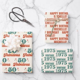 Feuille De Papier Cadeau Anniversaire Vintage Rétro 50 Ans Et Incroyable