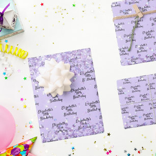 Feuille De Papier Cadeau Anniversaire violet lavande parties scintillant no