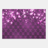 Feuille De Papier Cadeau Anniversaire violet parties scintillant gouttes ro (Devant 2)
