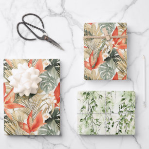 Feuille De Papier Cadeau Anthurium Floral Orange Tropical pour une Mariée
