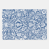 Feuille De Papier Cadeau Antique Floral bleu blanc (Devant 2)