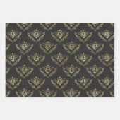 Feuille De Papier Cadeau Apière noire d'or (Devant)