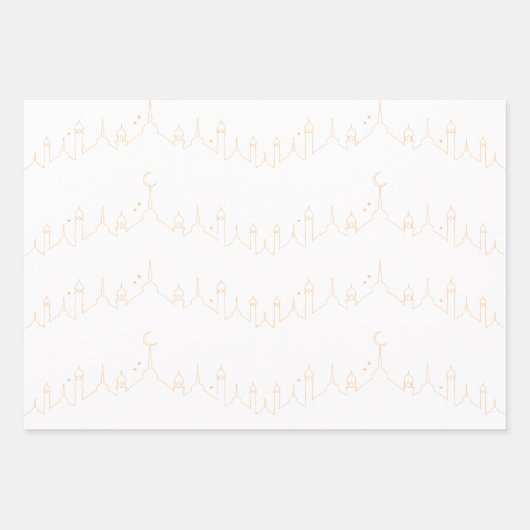 Feuille De Papier Cadeau Apricot Aïd el-Moubarak Masjid Design Motif (Devant 2)