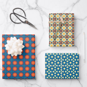 Feuille De Papier Cadeau Apricot bleu Turquoise Motif géométrique