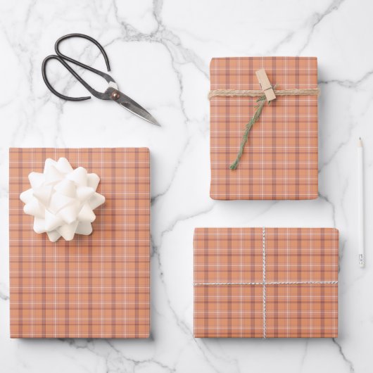 Feuille De Papier Cadeau Apricot White Plaid Classic Pattern (Recto)