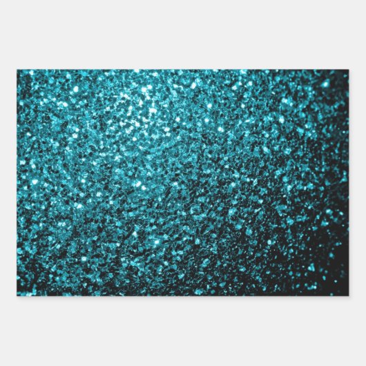 Feuille De Papier Cadeau Aqua bleu imitation parties scintillant scintille (Devant)