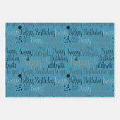 Feuille De Papier Cadeau Aqua Blue Happy Birthday (Devant 3)