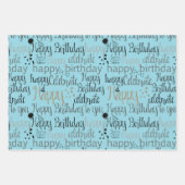 Feuille De Papier Cadeau Aqua Blue Happy Birthday (Devant)