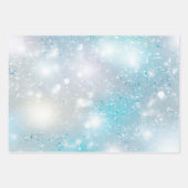 Feuille De Papier Cadeau Aqua Blue White Bokeh Anniversaire (Devant)