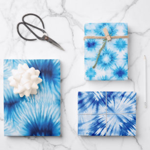 Feuille De Papier Cadeau Aqua Blue White Tie Dye