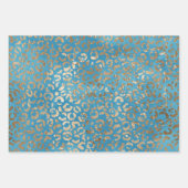 Feuille De Papier Cadeau Aqua Blue Zig Zag et Leopard (Devant 2)