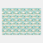 Feuille De Papier Cadeau Aqua Cream Gold Floral (Devant 3)