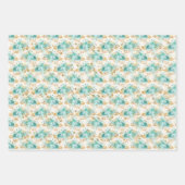 Feuille De Papier Cadeau Aqua Cream Gold Floral (Devant 2)