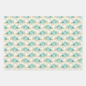 Feuille De Papier Cadeau Aqua Cream Gold Floral (Devant)