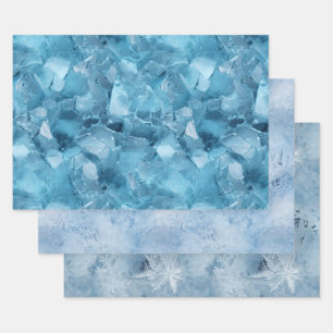 Feuille De Papier Cadeau Aqua d'hiver Blue Ice Snowflakes Noël