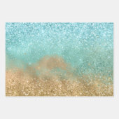 Feuille De Papier Cadeau Aqua Glitz Gold Parties scintillant (Devant)
